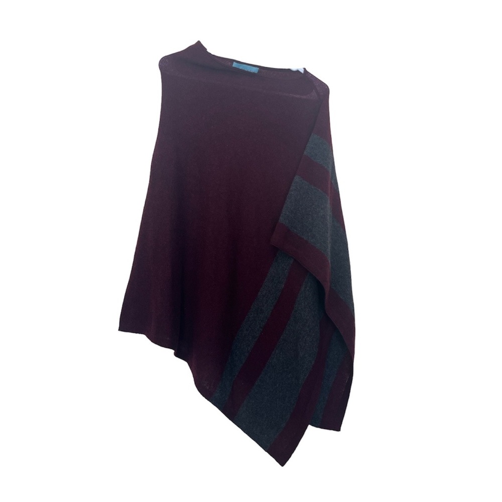 Celeste Wool/Cashmere Blend Poncho Red/Grey O/S